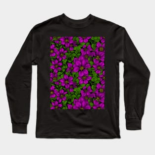 Pink Clematis vine Long Sleeve T-Shirt